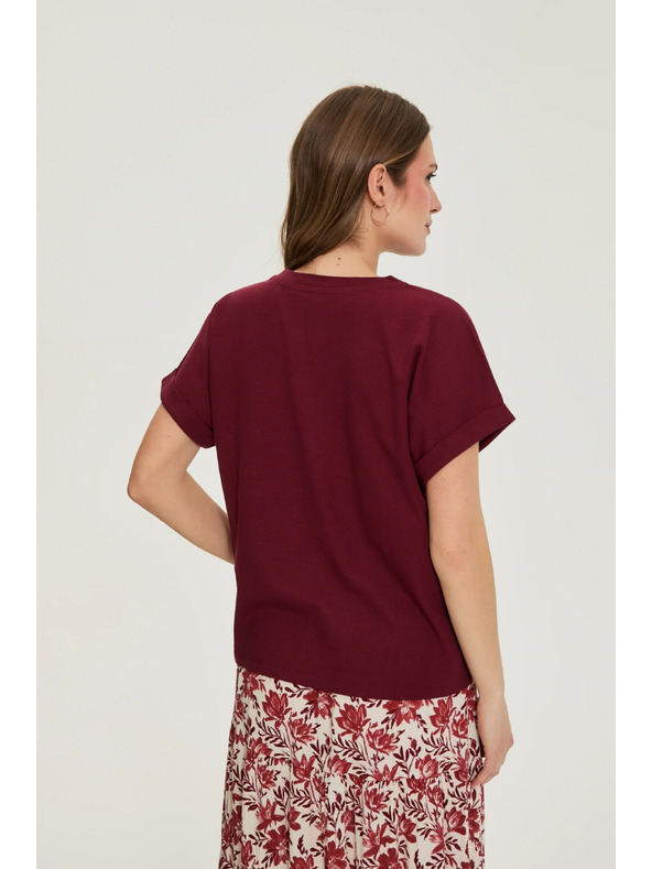 Moodo Burgundy bavlnené tričko Moodo