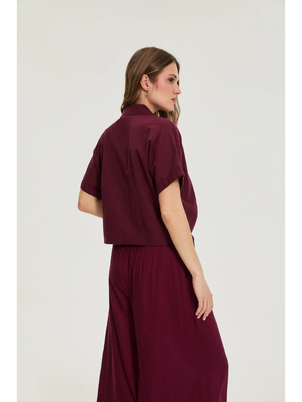 Moodo Burgundy košeľa so zaviazaním Moodo