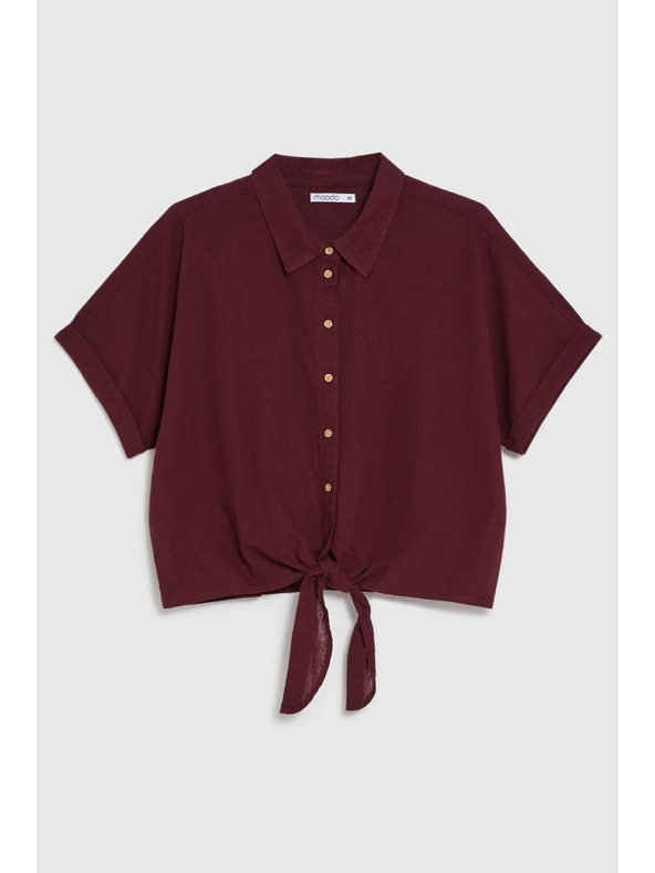 Moodo Burgundy košeľa so zaviazaním Moodo