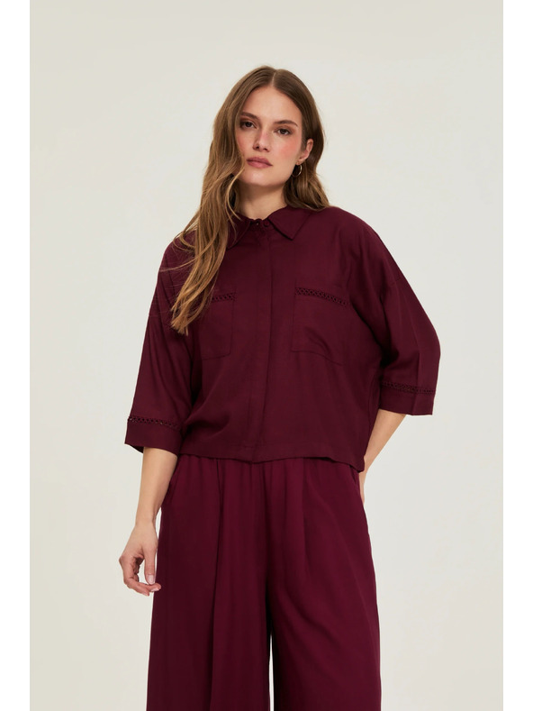 Moodo Burgundy košeľa z viskózy Moodo