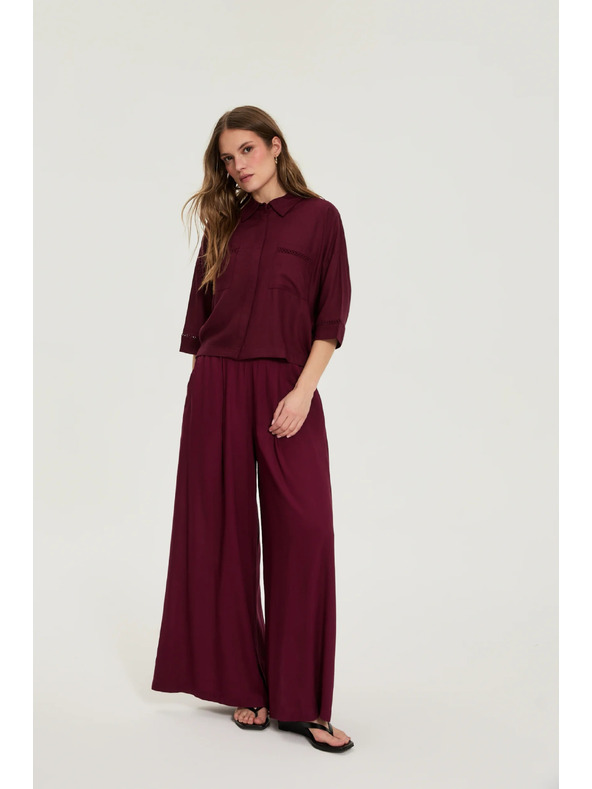 Moodo Burgundy košeľa z viskózy Moodo