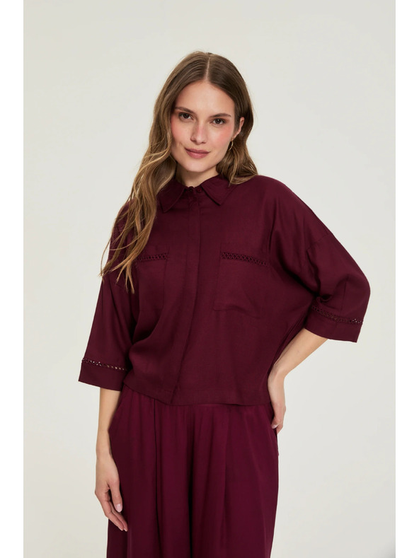 Moodo Burgundy košeľa z viskózy Moodo