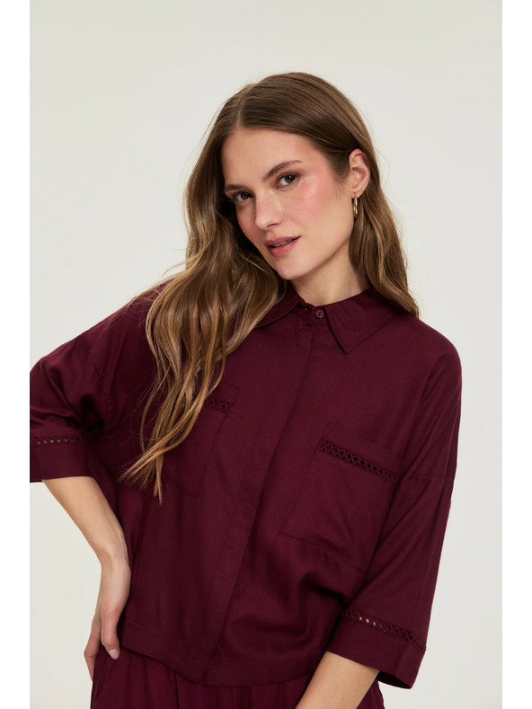 Moodo Burgundy košeľa z viskózy Moodo