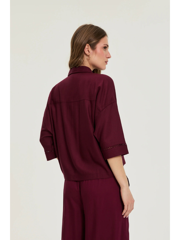 Moodo Burgundy košeľa z viskózy Moodo