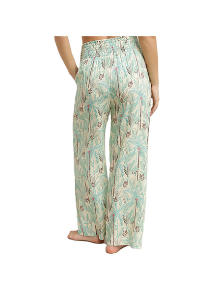 DIM DIM TROPICAL PANTS - Dámske plážové nohavice - zelená - svetlo hnedá - smotanová