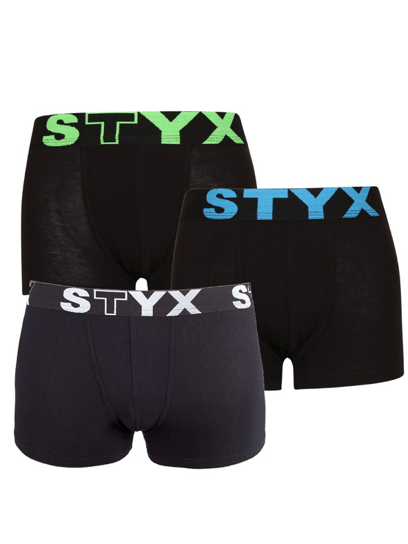 Styx Sada troch - detské boxerky Styx športová guma čierne