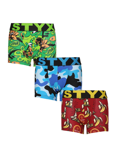 Styx Sada troch - detské boxerky Styx art športová guma viacfarebné