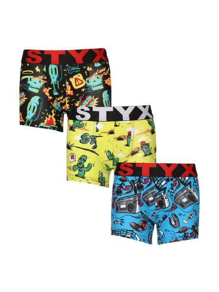 Styx Sada troch - detské boxerky Styx art športová guma viacfarebné