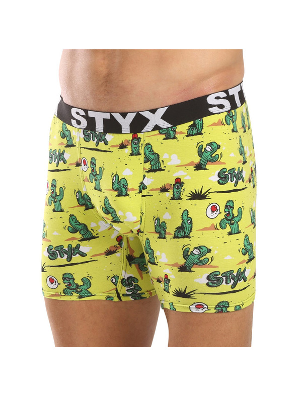 Styx Pánske boxerky Styx long art športová guma kaktusy