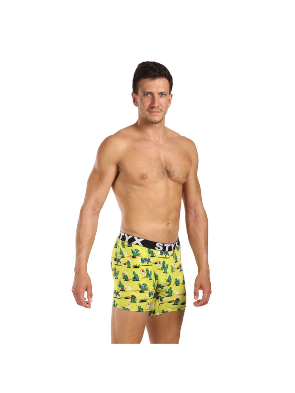 Styx Pánske boxerky Styx long art športová guma kaktusy
