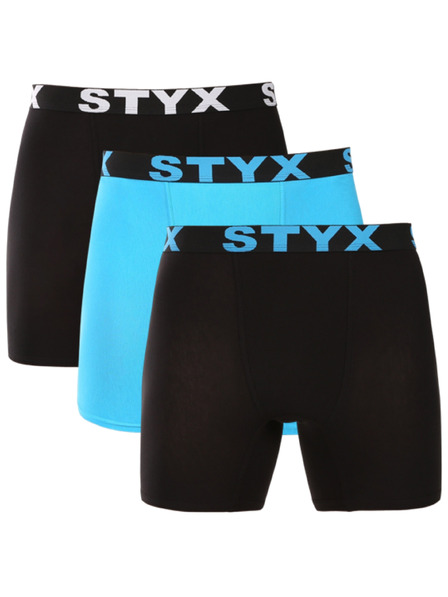 Styx Sada troch kusov - pánske boxerky Styx dlhé športové elastické pestrofarebné