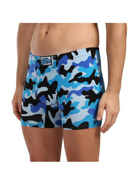 Styx Pánske boxerky Styx long art klasická guma maskovanie modré