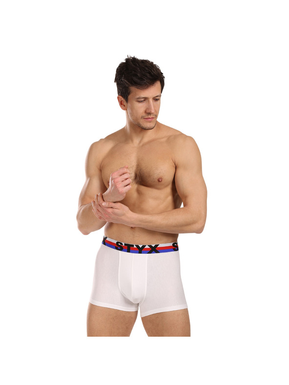 Styx Pánske boxerky Styx športová guma biele trikolor
