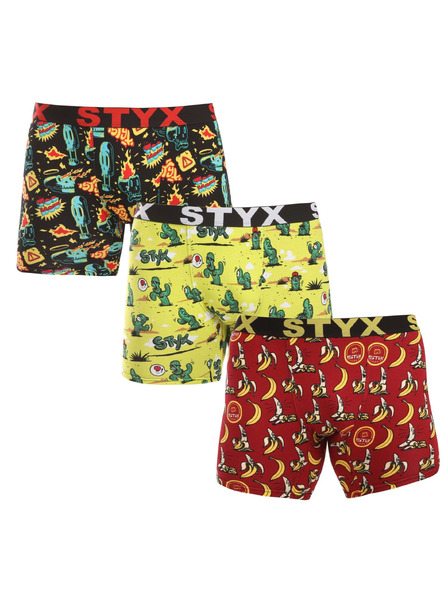 Styx Sada troch - pánske boxerky Styx long art športová guma viacfarebné