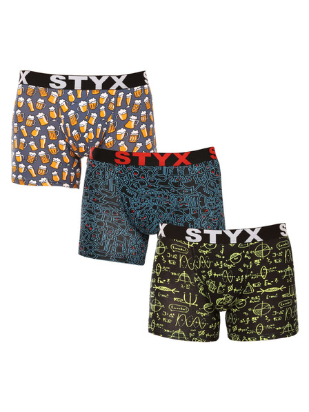Styx Sada tri - pánske boxerky Styx long art športová guma viacfarebné (3U12672/2)
