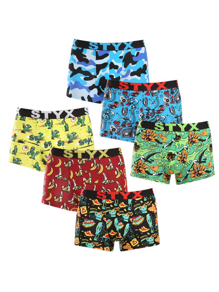 Styx Sada šesť - pánske boxerky Styx art športová guma viacfarebné