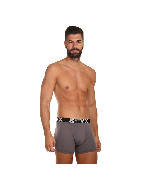 Styx Sada tri - pánske boxerky Styx long športová guma tmavo sivé