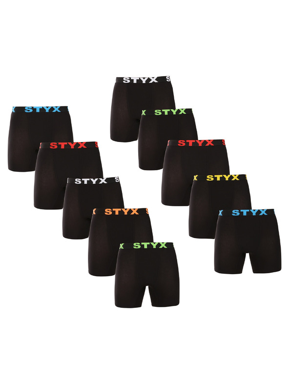 Styx Sada desať - pánske boxerky Styx long športová guma čierne