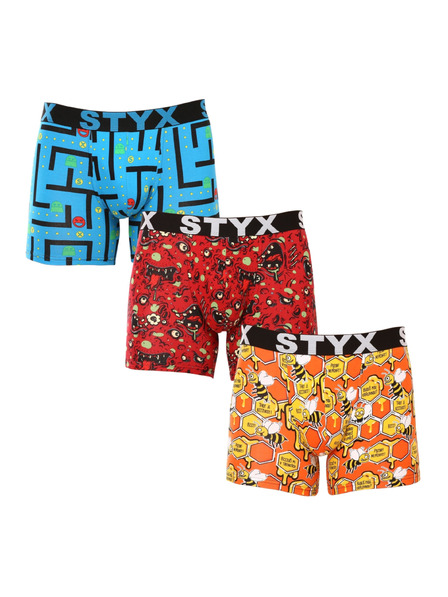 Styx Sada troch - pánske boxerky Styx long art športová guma viacfarebné