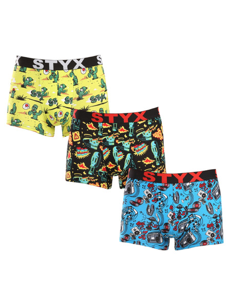 Styx Sada tri - Pánske boxerky Styx art športová guma nadrozmer