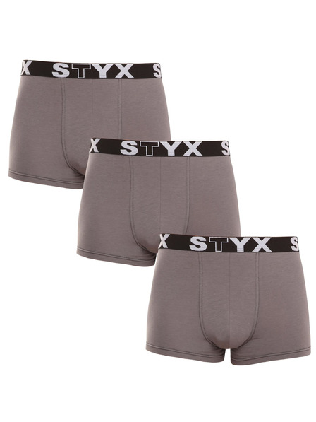 Styx Sada tri - pánske boxerky Styx športová guma nadrozmer tmavo sivé