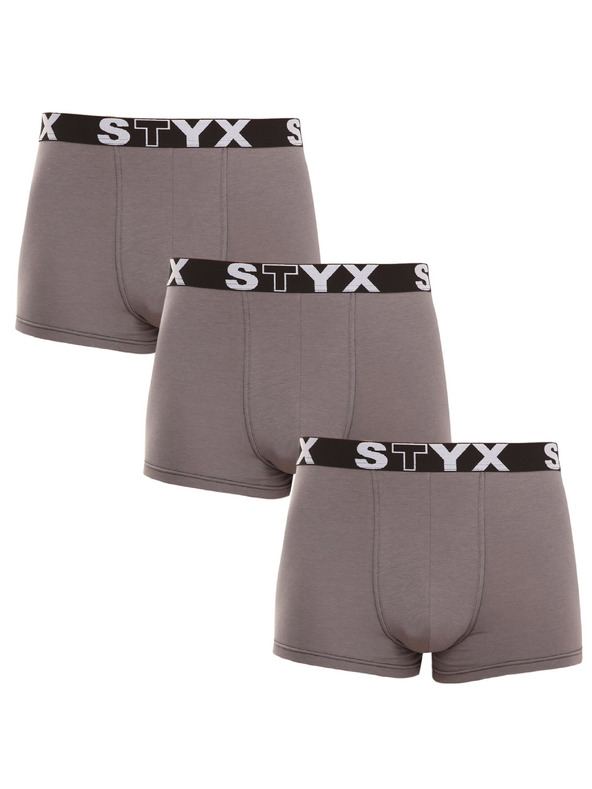 Styx Sada tri - pánske boxerky Styx športová guma nadrozmer tmavo sivé