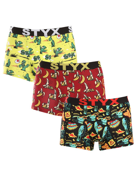 Styx Sada tri - pánske boxerky Styx art športová guma viacfarebné