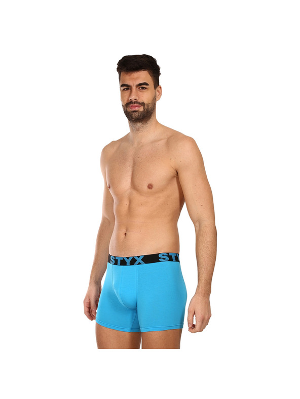 Styx Sada tri - pánske boxerky Styx long športová guma svetlo modré