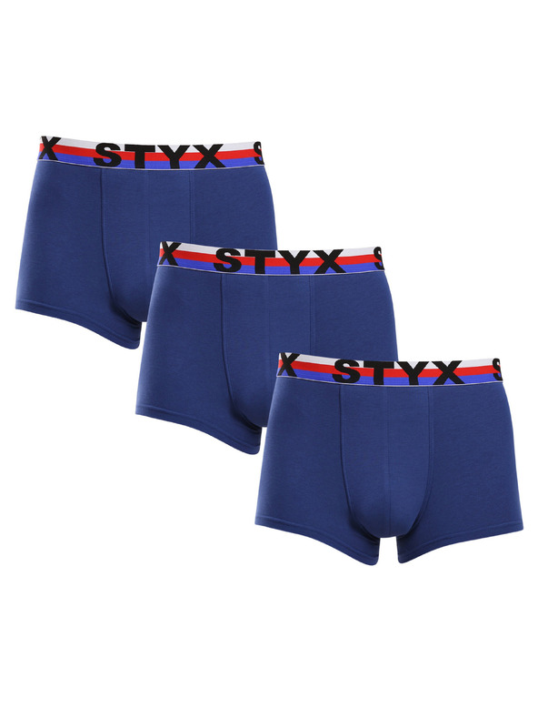 Styx Sada tri - pánske boxerky Styx športová guma tmavo modré trikolóra