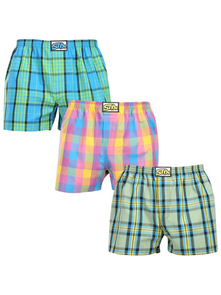 Styx Sada troch kusov - pánske šortky Styx classic rubber oversized multicolor