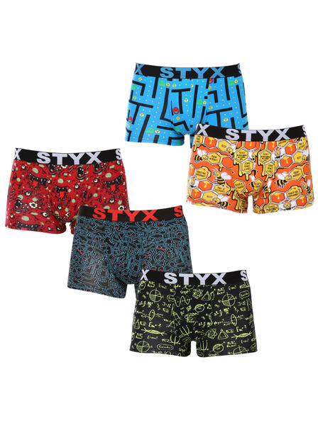 Styx Sada piatich - pánske boxerky Styx art športová guma viacfarebné