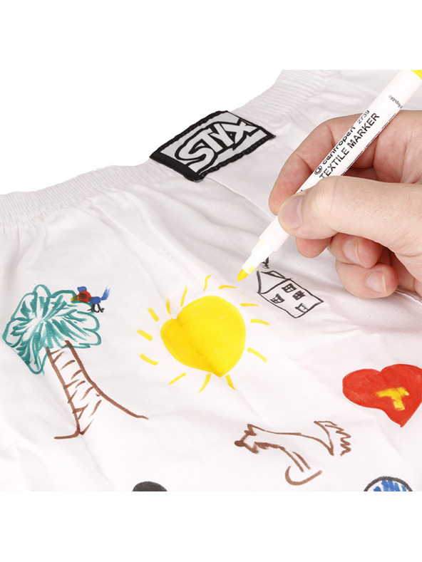 Styx Pánske trenky Styx klasická guma biele + fixy na textil