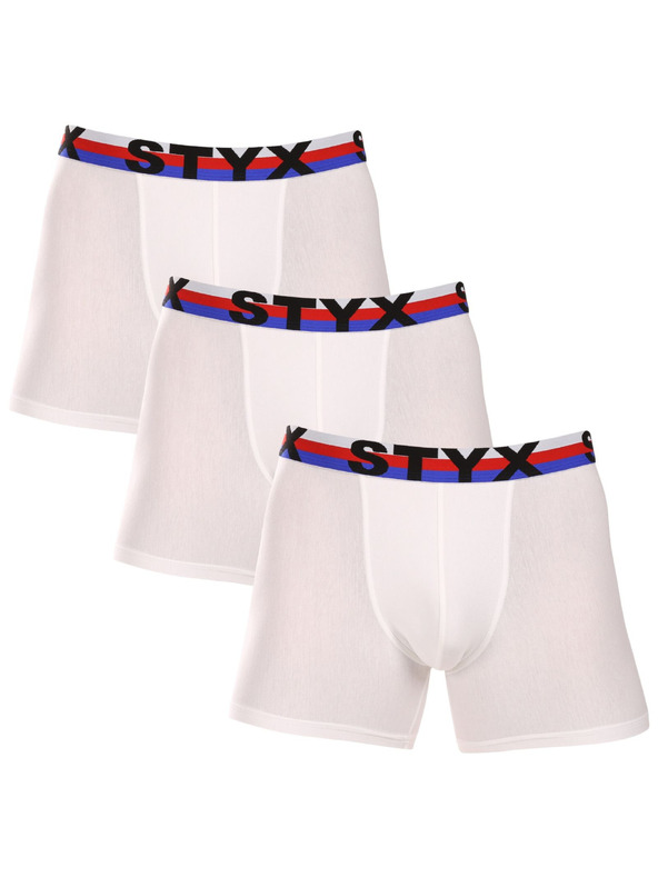 Styx Sada troch - pánske boxerky Styx long športová guma biele trikolóra
