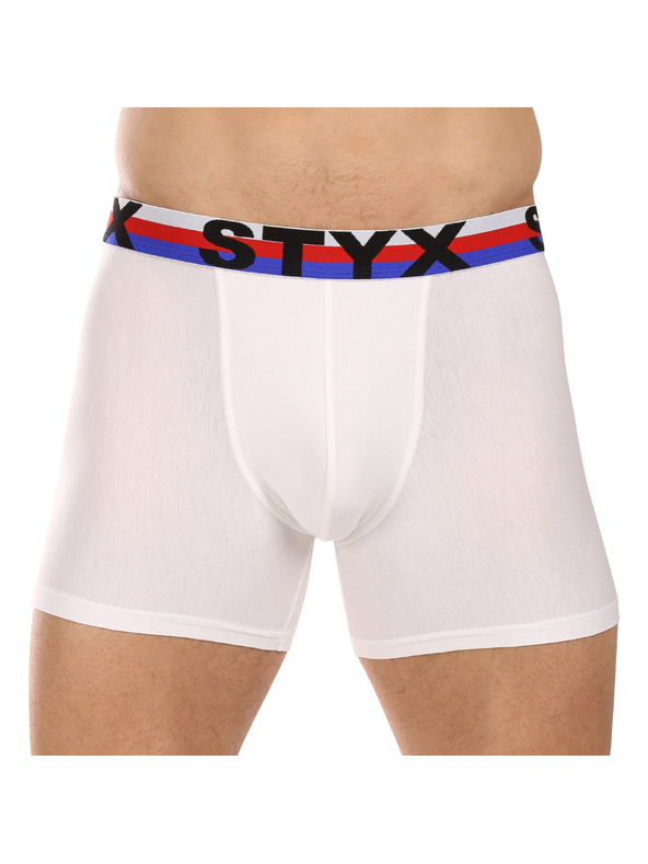 Styx Sada troch - pánske boxerky Styx long športová guma biele trikolóra