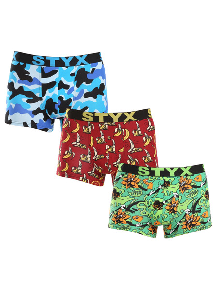 Styx Sada tri - Pánske boxerky Styx art športová guma nadrozmer