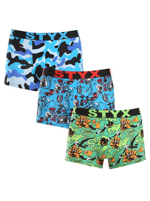 Styx Sada tri - pánske boxerky Styx art športová guma viacfarebné