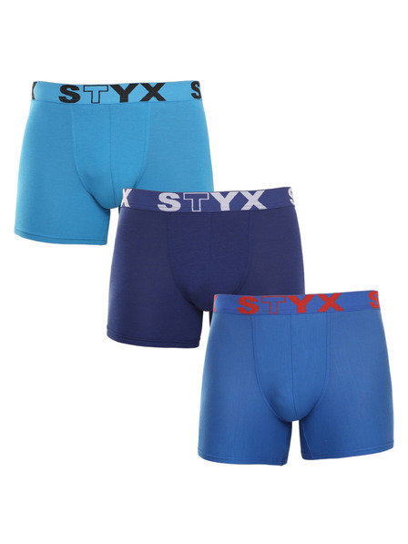 Styx Sada troch - pánske boxerky Styx long športová guma modré