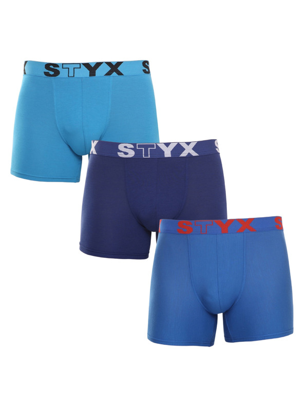 Styx Sada troch - pánske boxerky Styx long športová guma modré