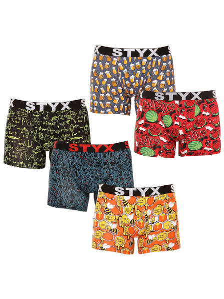 Styx Sada piatich - pánske boxerky Styx long art športová guma viacfarebné