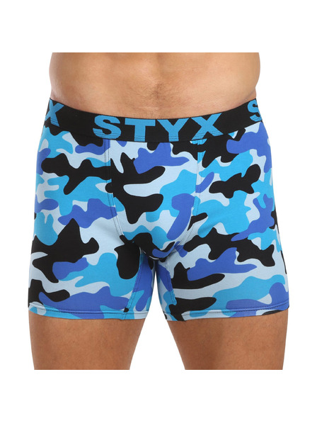 Styx Pánske boxerky Styx long art športová guma maskovací modrý