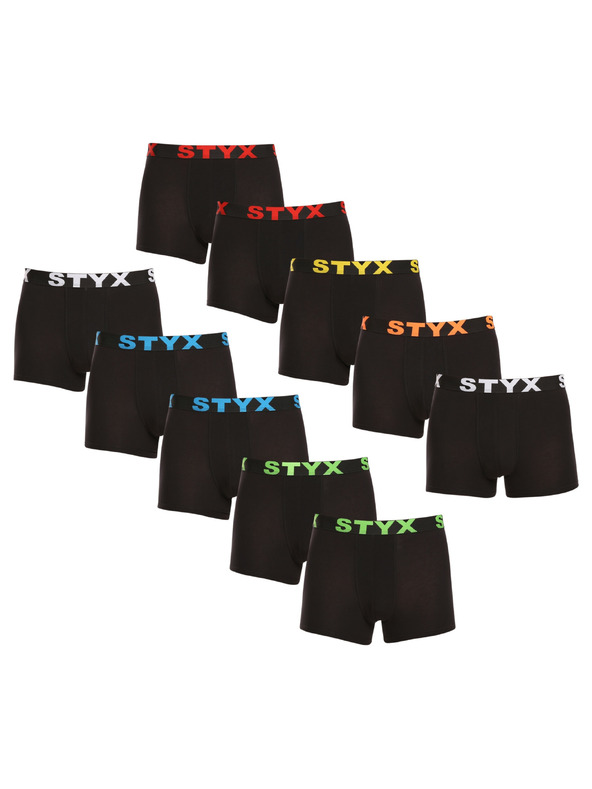 Styx Sada desiatich - pánske boxerky Styx športová guma čierne