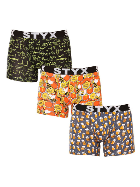 Styx Sada troch - pánske boxerky Styx long art športová guma viacfarebné