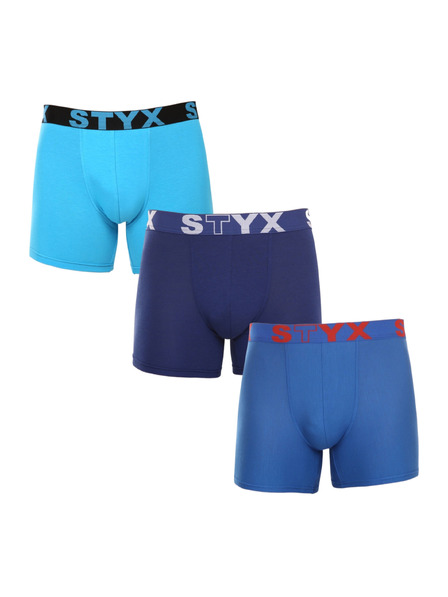 Styx Sada troch kusov - pánske boxerky Styx dlhé športové elastické pestrofarebné