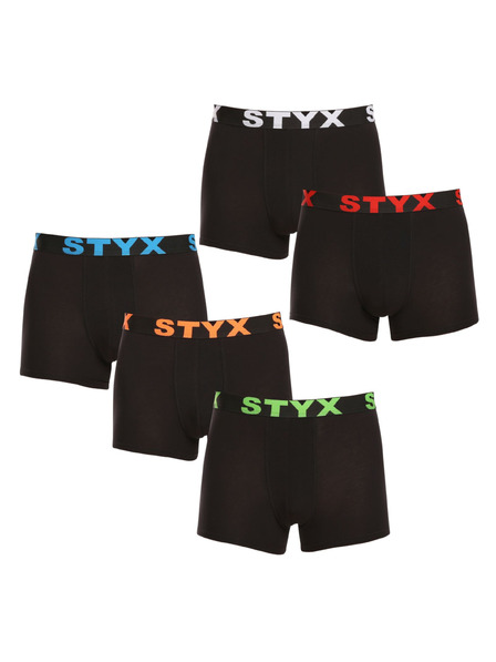 Styx Sada piatich - pánske boxerky Styx športová guma čierne