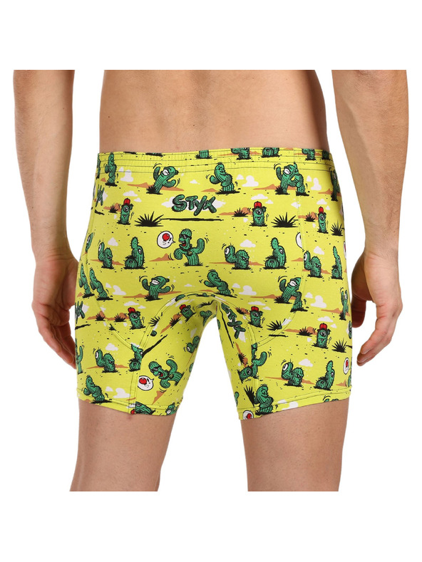 Styx Pánske boxerky Styx long art klasická guma kaktusy