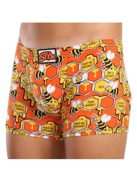 Styx Pánske boxerky Styx long art klasická guma včielky
