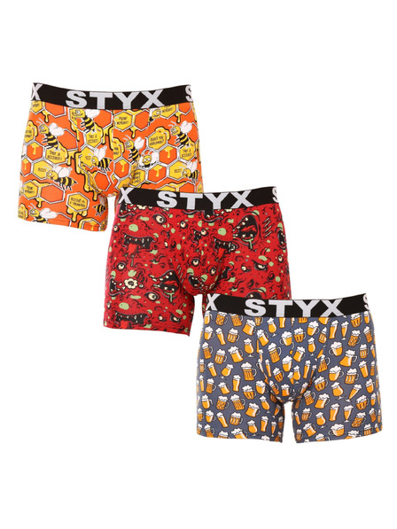 Styx Sada troch - pánske boxerky Styx long art športová guma viacfarebné