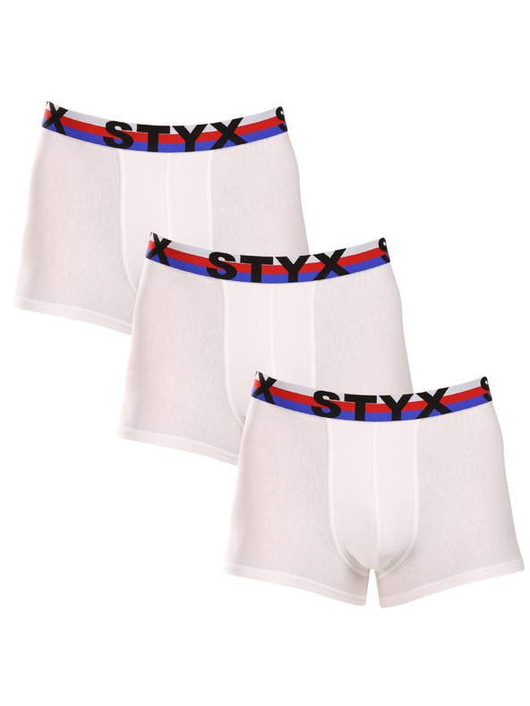 Styx Sada troch - pánske boxerky Styx športová guma biele trikolóra