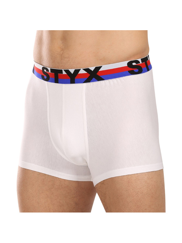 Styx Sada troch - pánske boxerky Styx športová guma biele trikolóra