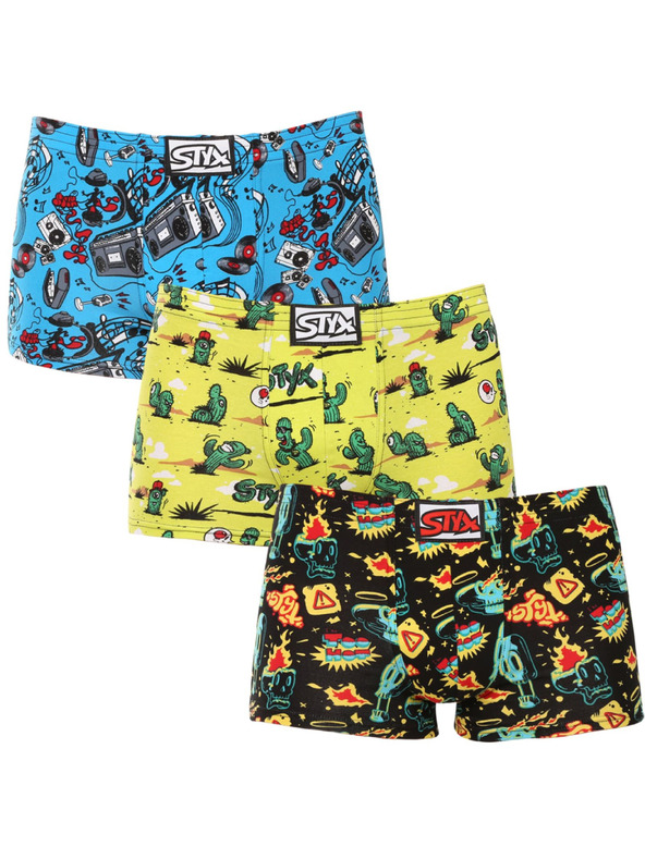 Styx Sada troch - pánske boxerky Styx art klasická guma viacfarebné